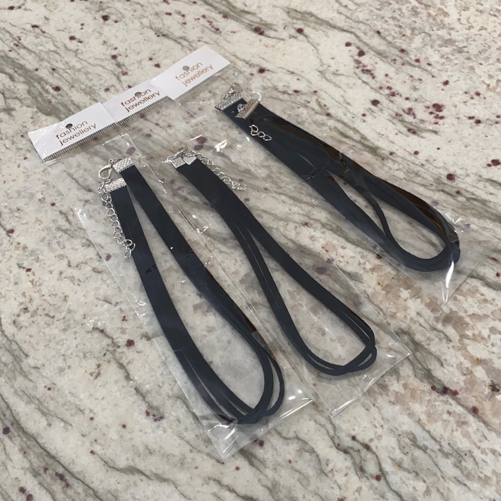 COPY - NWT Set of 3 Soft, Adjustable Black Chokers
